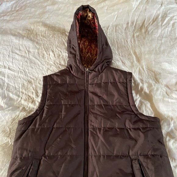 Chocolate Brown Hooded Puffy Vest by Mark Eisen - Picture 2 of 7